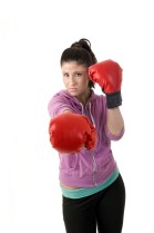 Workout woman punches